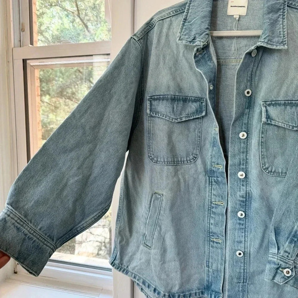 New Favorite Daughter The David Shacket Denim Jean Button Down Blue Large - Picture 8 of 17